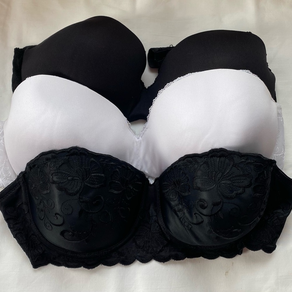 (2)- Lily of France and (1)- Sweet Nothing all 38C strapless bras.
